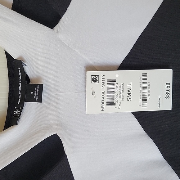 INC International Concepts size S black and white top NWT - Picture 3 of 6
